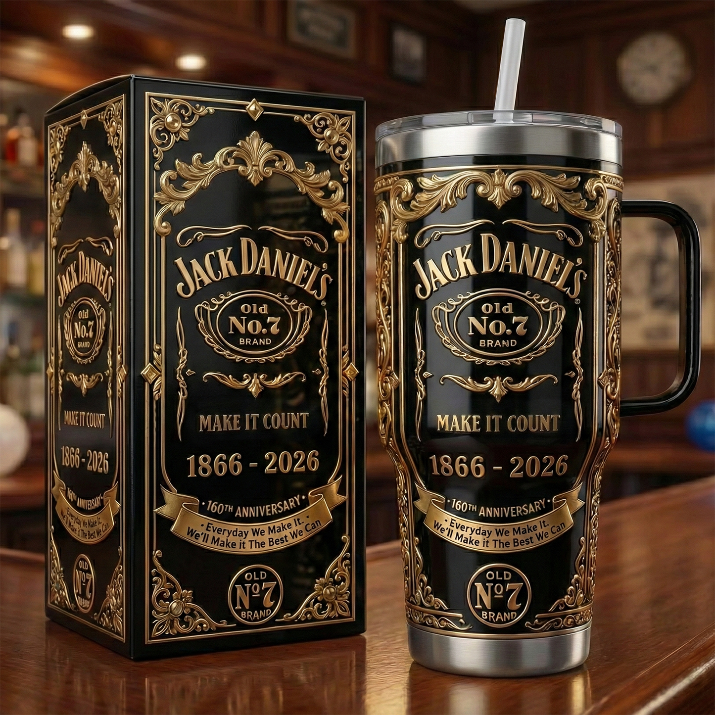 Jack Dani 160TH Anniversary Insulated Tumbler 30oz V2 , Jack Dani Tumbler 40oz