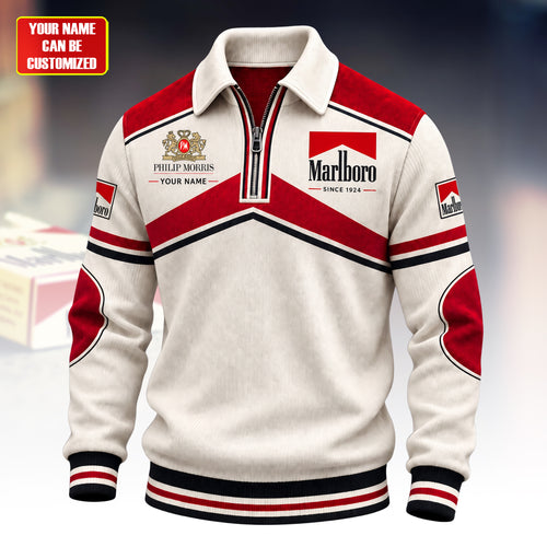 Marlbor Since 1924 Stand Collar Zip Sweatshirt