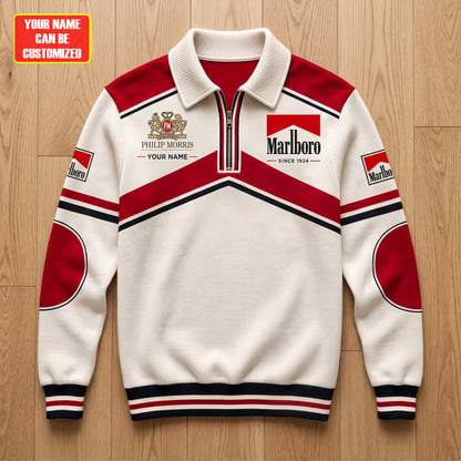 Marlbor Since 1924 Stand Collar Zip Sweatshirt