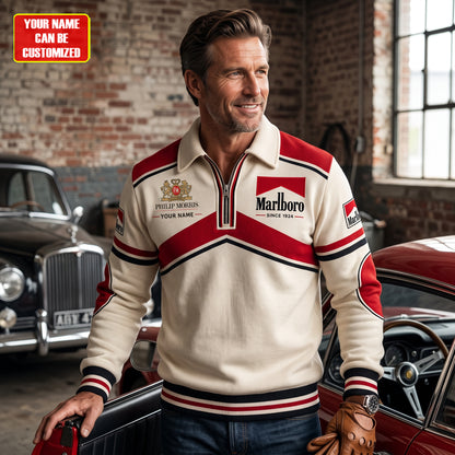 Marlbor Since 1924 Stand Collar Zip Sweatshirt