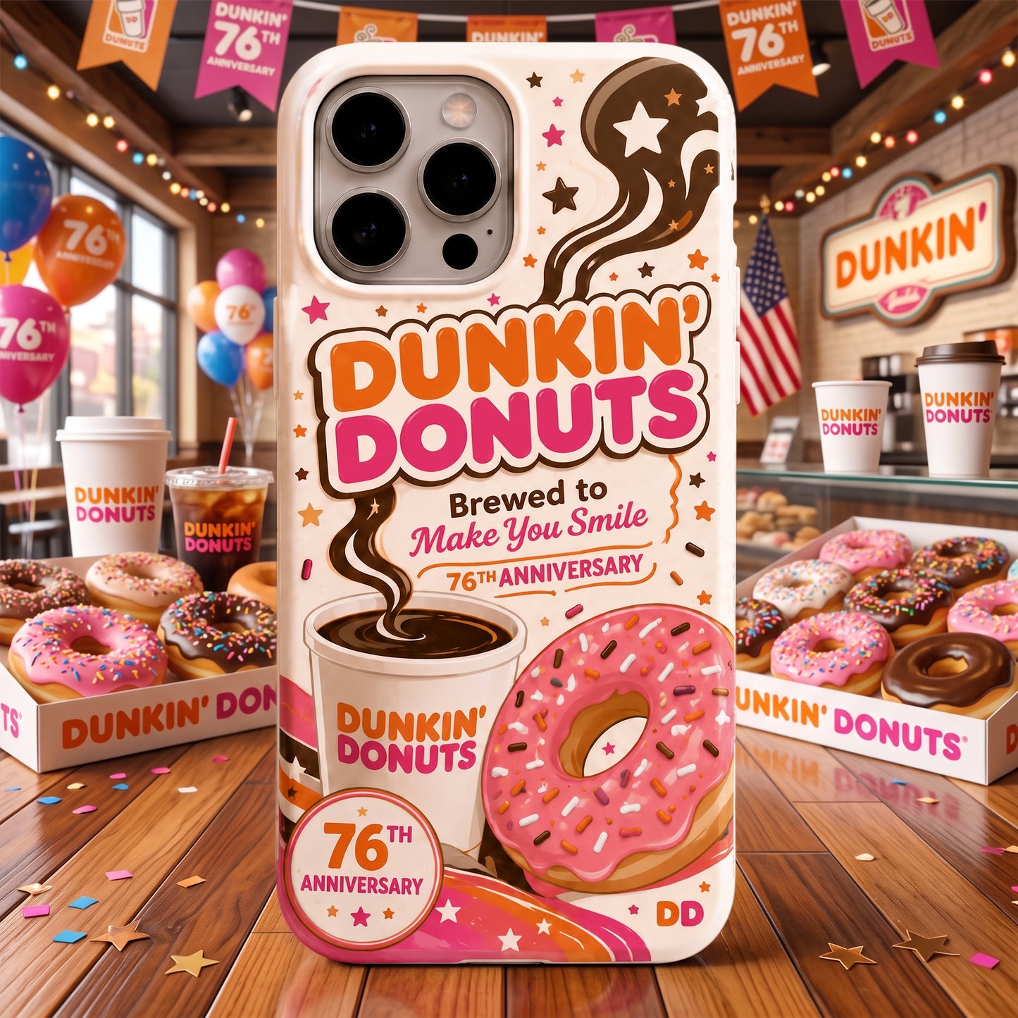 Dnkin Dnuts 76th Anniversary Phone Case - Dnkin Dnuts Full Print Phone Case