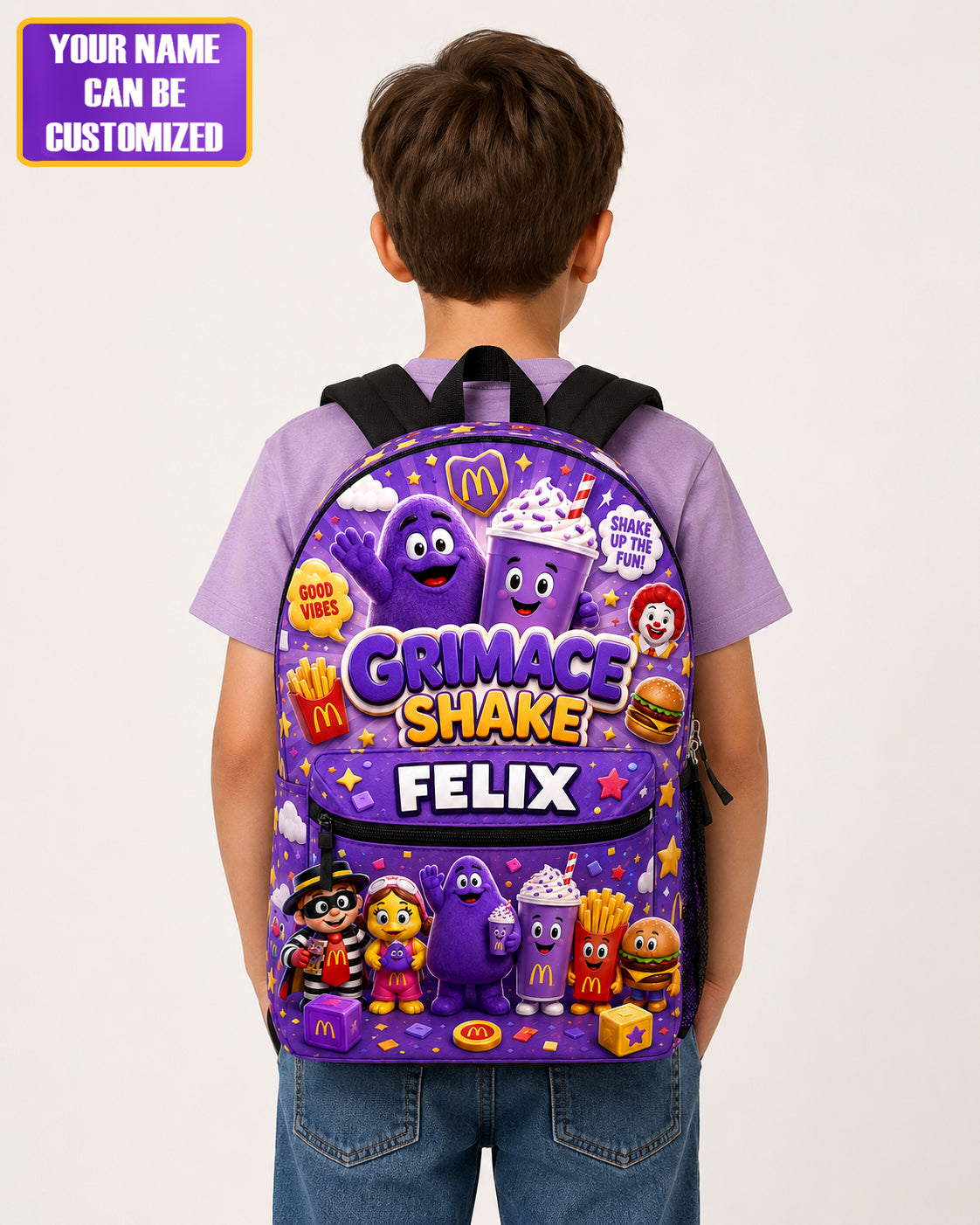 Personalized Grimace Shake Backpack, McDonald's Backpack