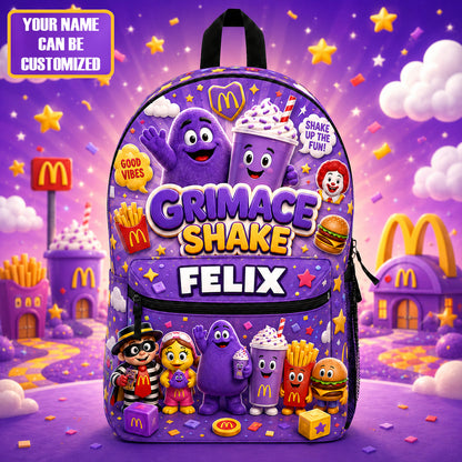 Personalized Grimace Shake Backpack, McDonald's Backpack