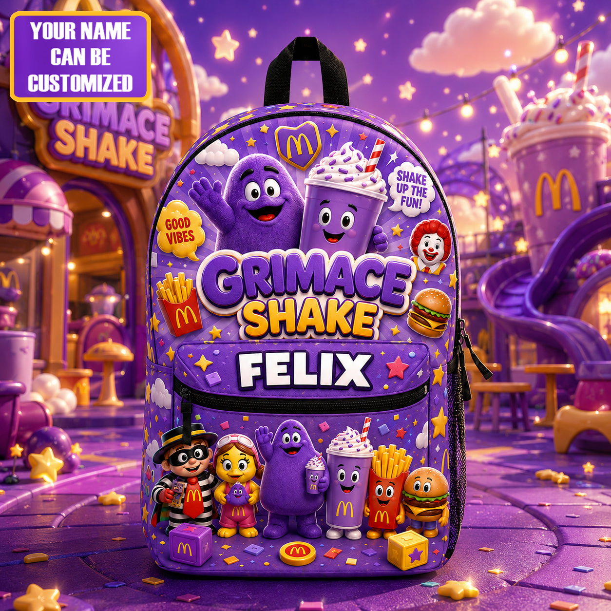 Personalized Grimace Shake Backpack, McDonald's Backpack