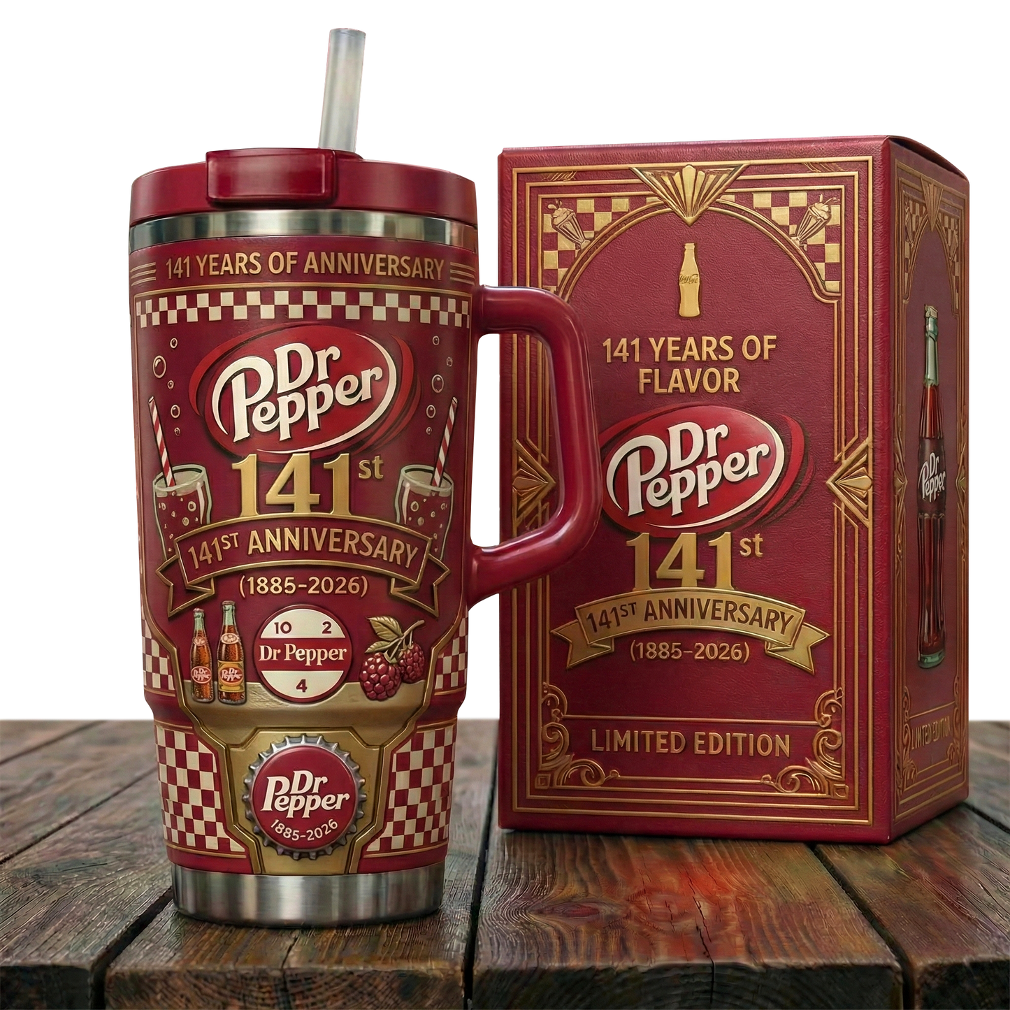 Dr Pepper 141ST Anniversary Insulated Tumbler 30oz , Dr Pepper Tumbler 40oz