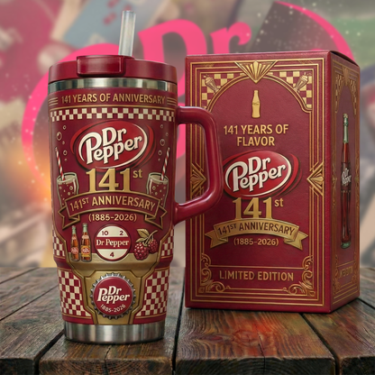 Dr Pepper 141ST Anniversary Insulated Tumbler 30oz , Dr Pepper Tumbler 40oz