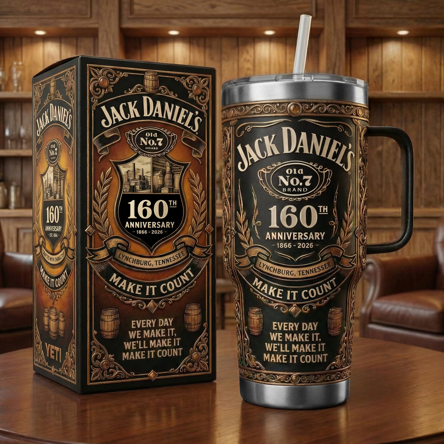Jack Dani 160TH Anniversary Insulated Tumbler 30oz V4 , Jack Dani Tumbler 40oz