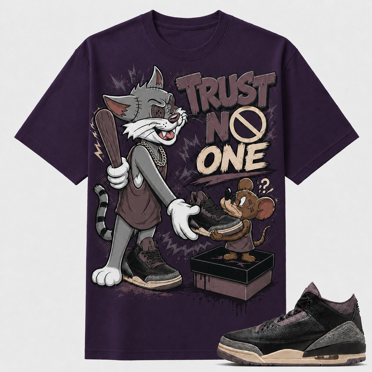 TRUST NO ONE Shirt To Match AJ 3 Retro A Ma Maniere, AJ 3 Matching Shirt