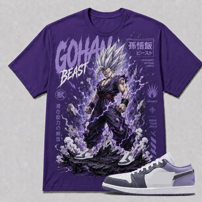 "GOHAN BEAST" Shirt To Match AJ 1 Low ‘Purple White’, AJ 1 Matching Shirt