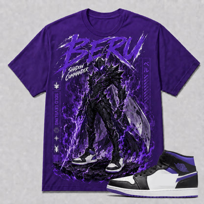 "BERU SOLO LEVELING" Shirt To Match AJ 1 Mid Court Purple, AJ 1 Matching Shirt