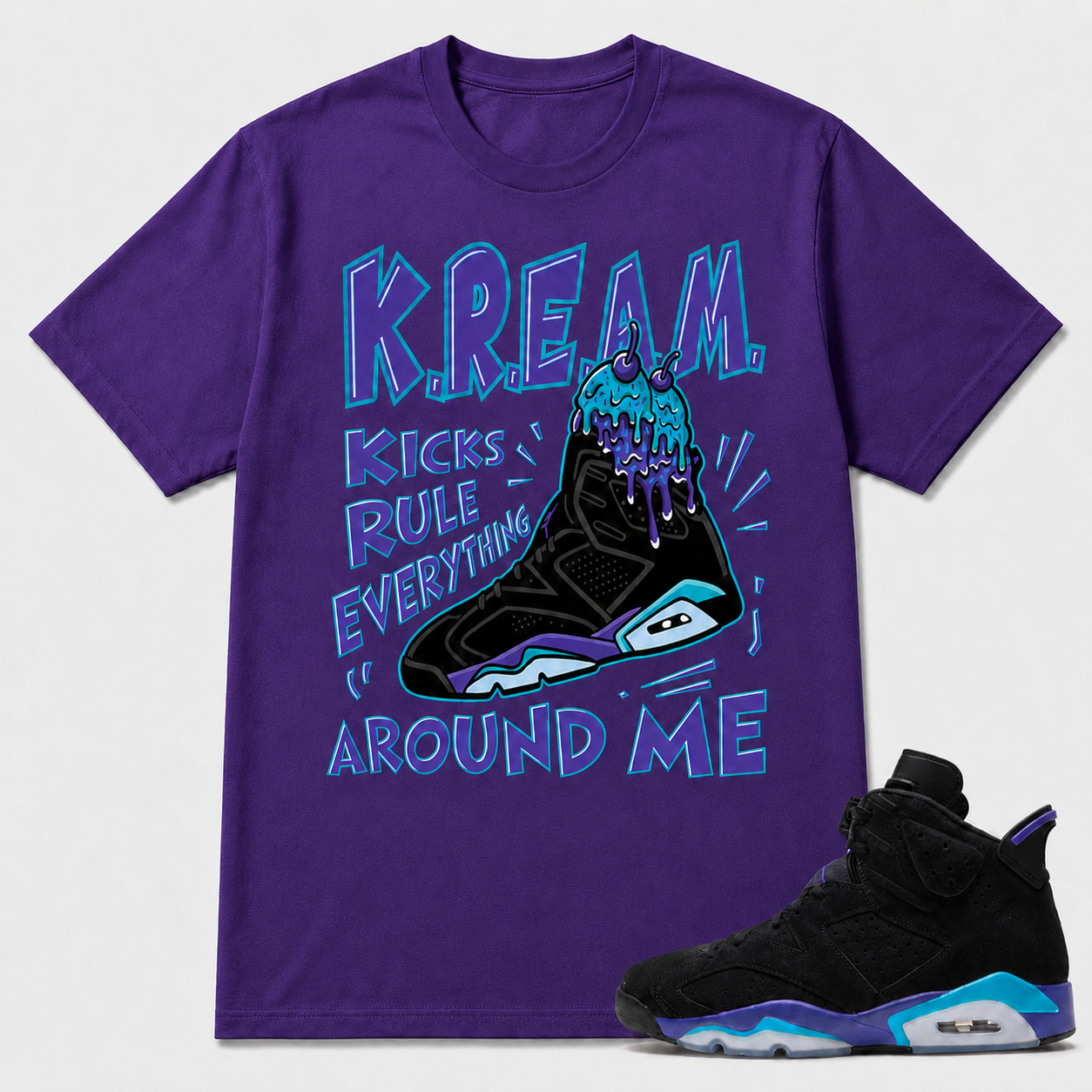 K.R.E.A.M. Shirt To Match AJ 6 "Aqua", AJ 6 Matching Shirt