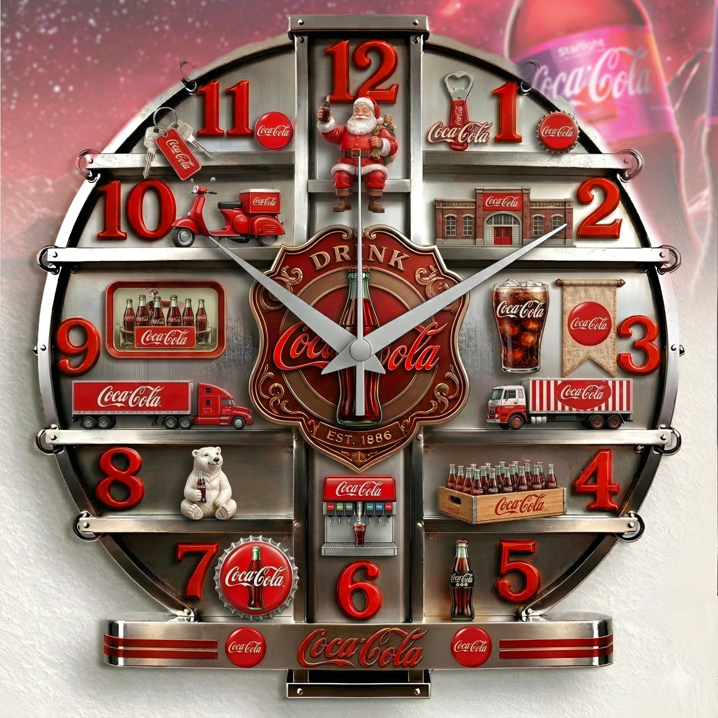 Cola Home Decorative 3D Visual Effect Acrylic Wall Clock V2