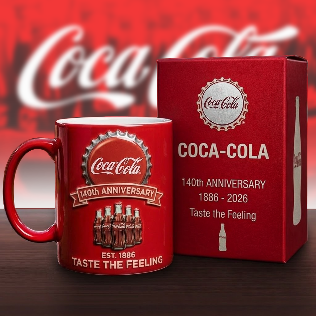 Cola 140th Anniversary Accent Mug , Cream Mug Gifts , Holiday Gifts V2 (1886-2026)