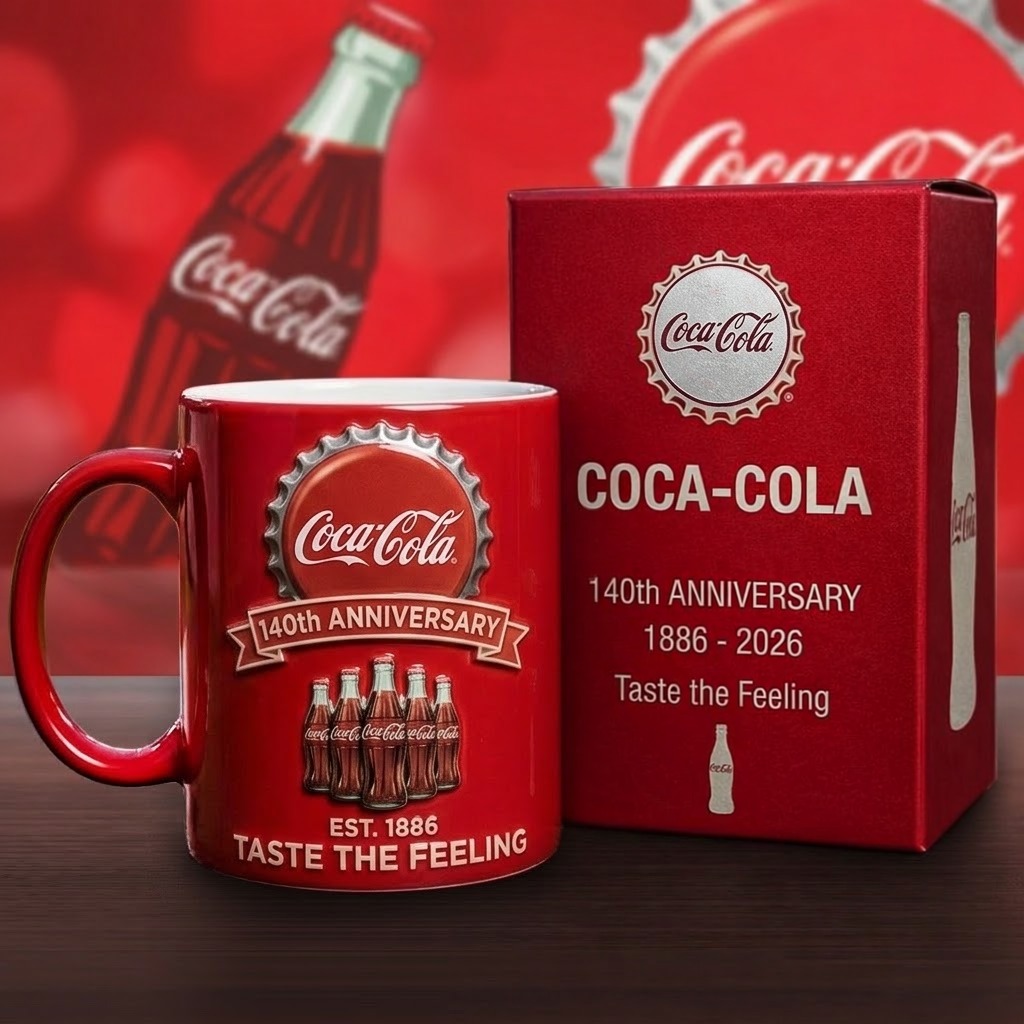 Cola 140th Anniversary Accent Mug , Cream Mug Gifts , Holiday Gifts V2 (1886-2026)