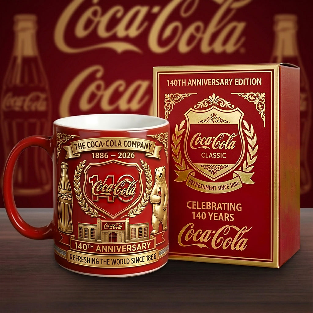 Cola 140th Anniversary Accent Mug , Cream Mug Gifts , Holiday Gifts V4 (1886-2026)
