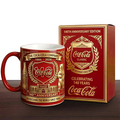 Cola 140th Anniversary Accent Mug , Cream Mug Gifts , Holiday Gifts V4 (1886-2026)