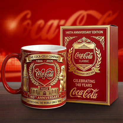 Cola 140th Anniversary Accent Mug , Cream Mug Gifts , Holiday Gifts V4 (1886-2026)