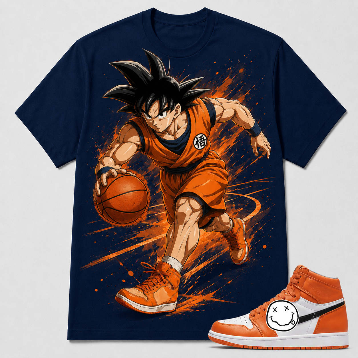 "GOKU BASKETBALL" Shirt To Match AJ 1 Retro High OG “Yellow Toe”, AJ 1 Matching Shirt (Copy)