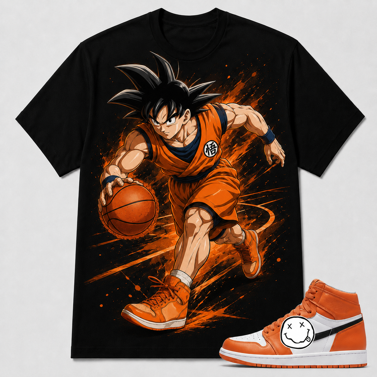 "GOKU BASKETBALL" Shirt To Match AJ 1 Retro High OG “Yellow Toe”, AJ 1 Matching Shirt (Copy)