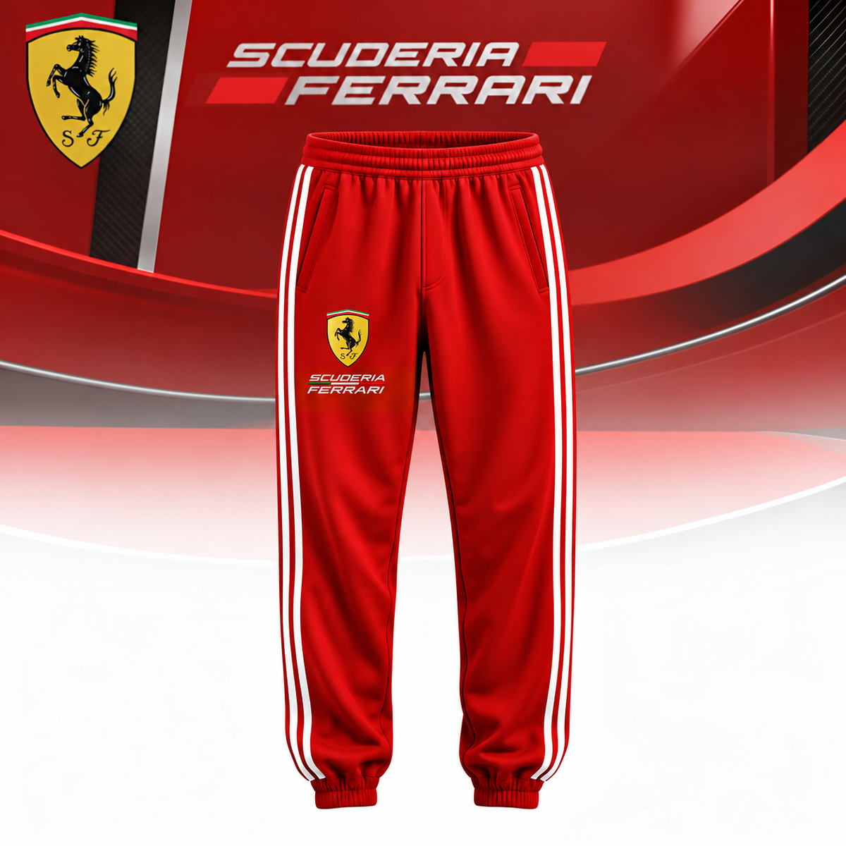 Scuderia Ferrar All Over Printed Hoodie And Sweatpants Set