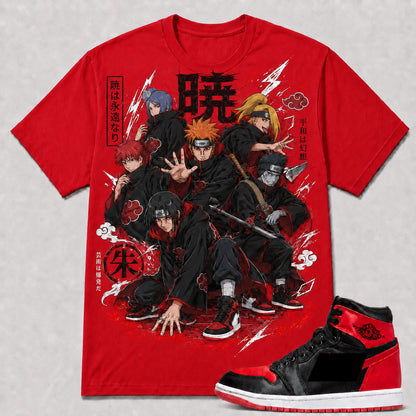"AKATSUKI" Shirt To Match AJ 1 High Satin Bred, AJ 1 Matching Shirt