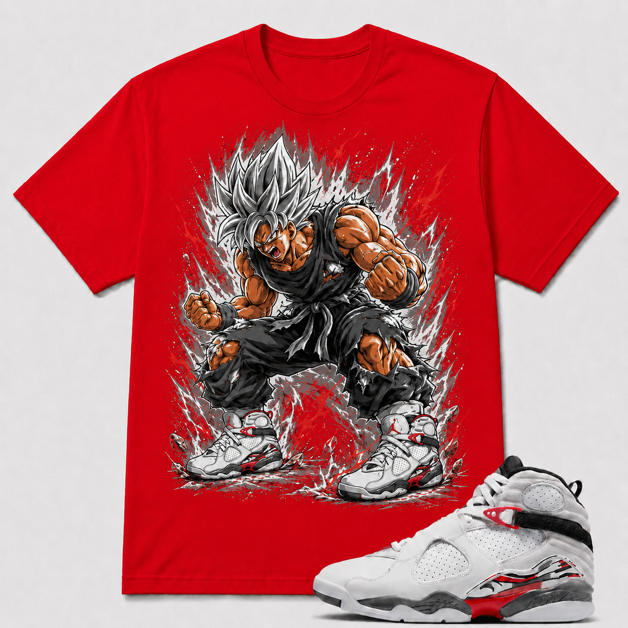 SAIYAN GOD Shirt To Match AJ 8 Retro White True Red, AJ 8 Matching Shirt