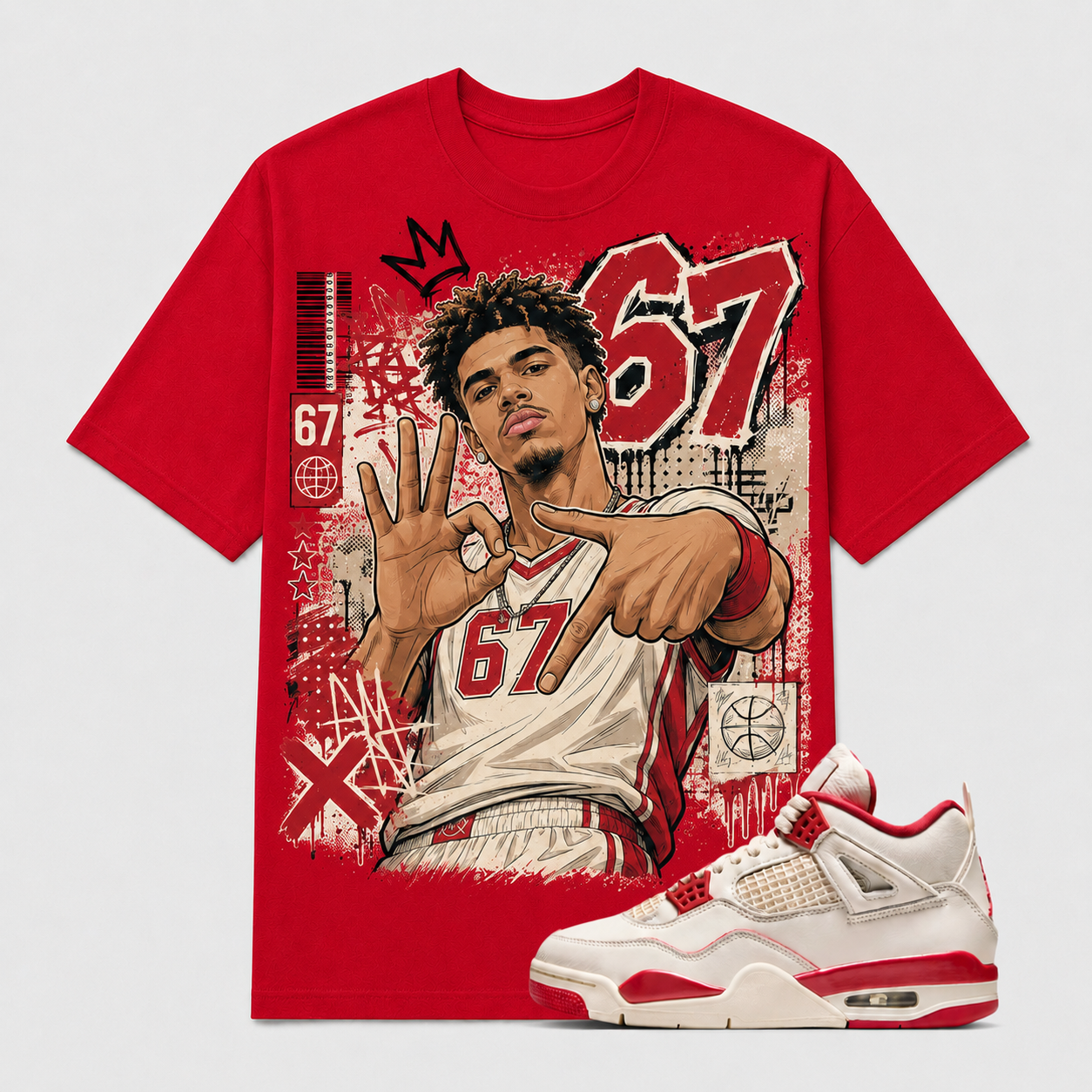 "67" Shirt To Match AJ 4 Retro 'Pale Ivory and Tough Red', AJ 4 Matching Shirt