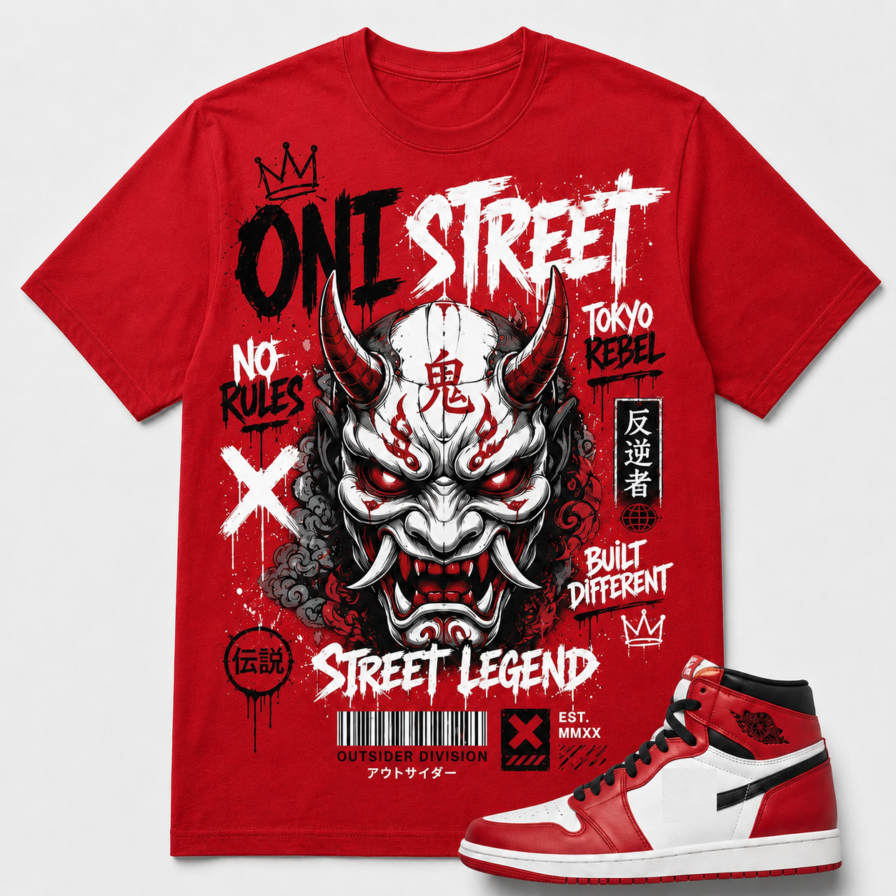 "ONI STREET" Shirt To Match AJ 1 High OG 'Chicago', AJ 1 Matching Shirt