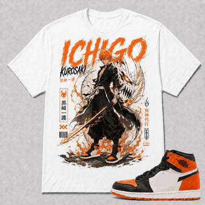 "ICHIGO KUROSAKI" Shirt To Match AJ 1 Retro High 'Shattered Backboard', AJ 1 Matching Shirt