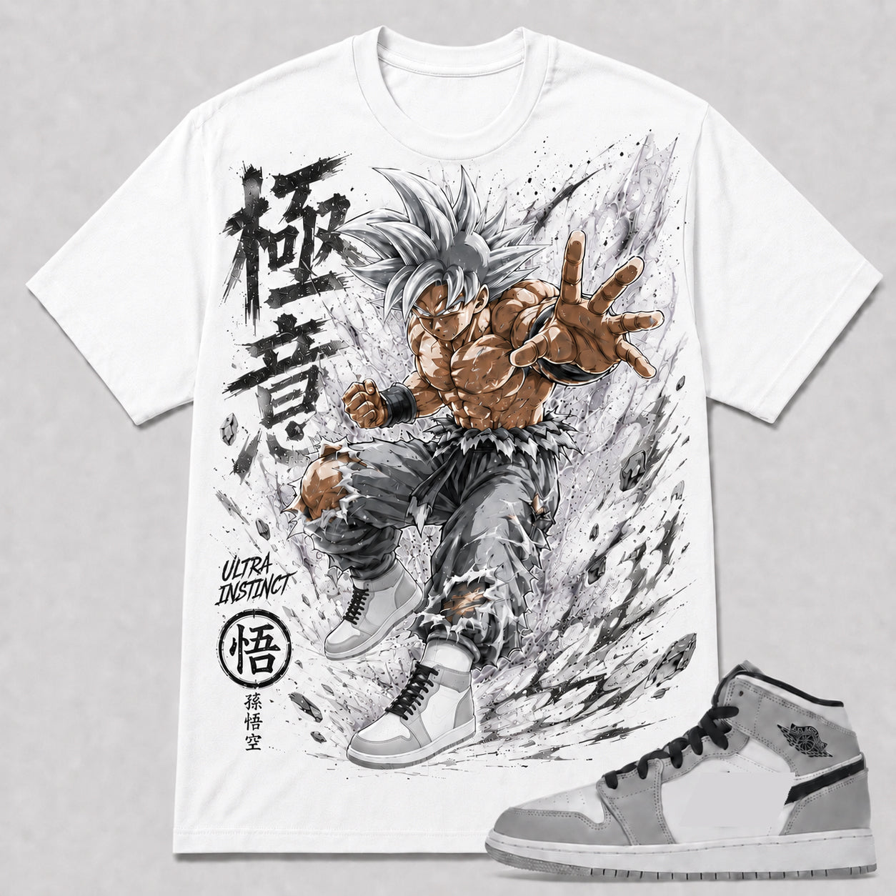"ULTRA INSTINCT" Shirt To Match AJ 1 Mid ‘Light Smoke Grey’, AJ 1 Matching Shirt