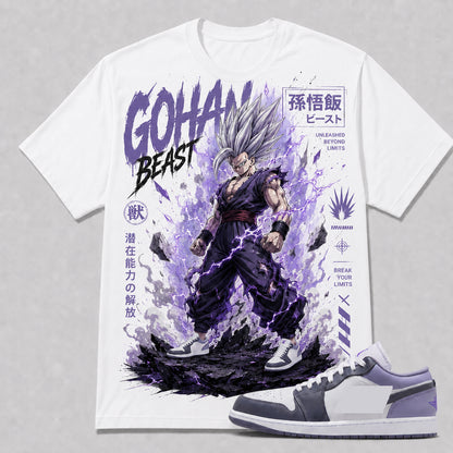 "GOHAN BEAST" Shirt To Match AJ 1 Low ‘Purple White’, AJ 1 Matching Shirt