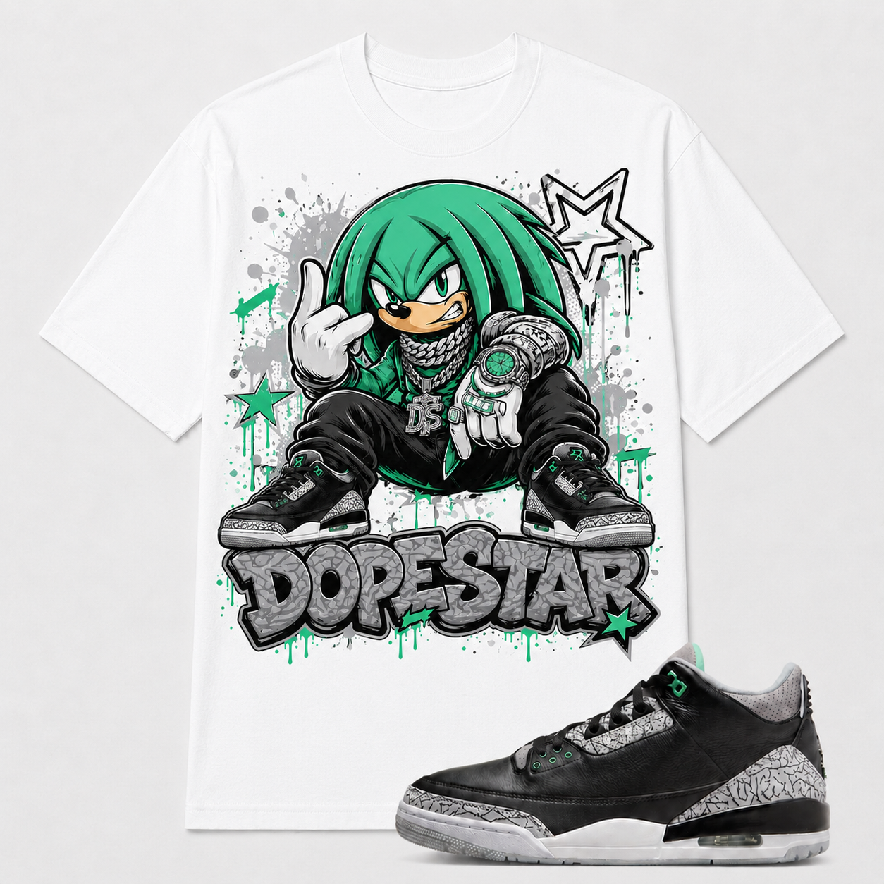 "DOPE STAR" Shirt To Match AJ 3 Retro ‘Green Glow’, AJ 3 Matching Shirt