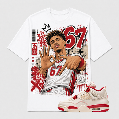 "67" Shirt To Match AJ 4 Retro 'Pale Ivory and Tough Red', AJ 4 Matching Shirt