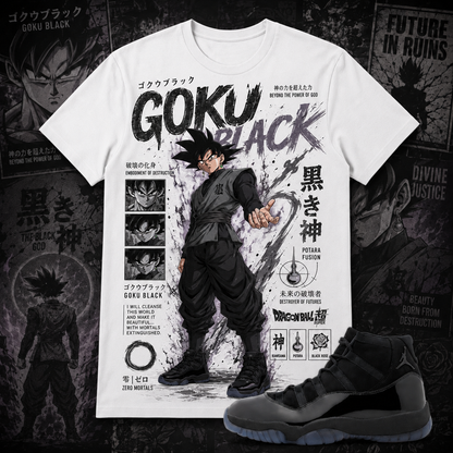 "BLACK GOKU" Shirt To Match AJ 11 Retro ‘Cap and Gown’, AJ 11 Matching Shirt