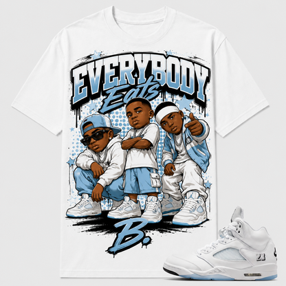 EVERYBODY EATS B Shirt To Match JD 5 Metallic Silver, JD 5 Metallic Silver Matching Shirt