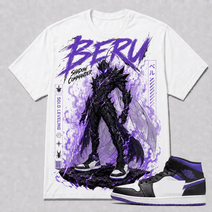 "BERU SOLO LEVELING" Shirt To Match AJ 1 Mid Court Purple, AJ 1 Matching Shirt