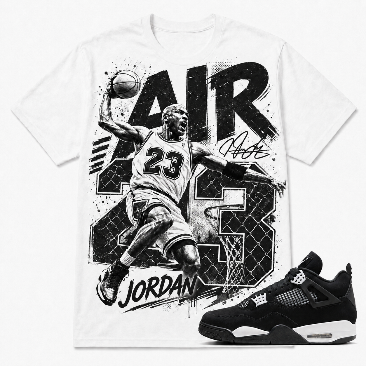 AIR 23 JD Shirt To Match AJ 4 White Thunder, AJ 4 Matching Shirt