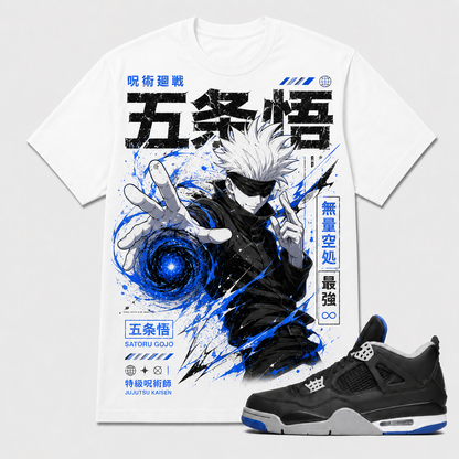 "GOJO SATORU" Shirt To Match AJ 4 Retro ‘Motorsports Alternate, AJ 4 Matching Shirt