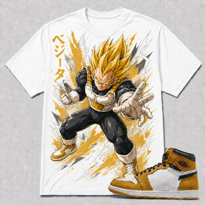 "SUPER SAIYAN VEGETA" Shirt To Match AJ 1 High - Yellow Ochre, AJ 1 Matching Shirt