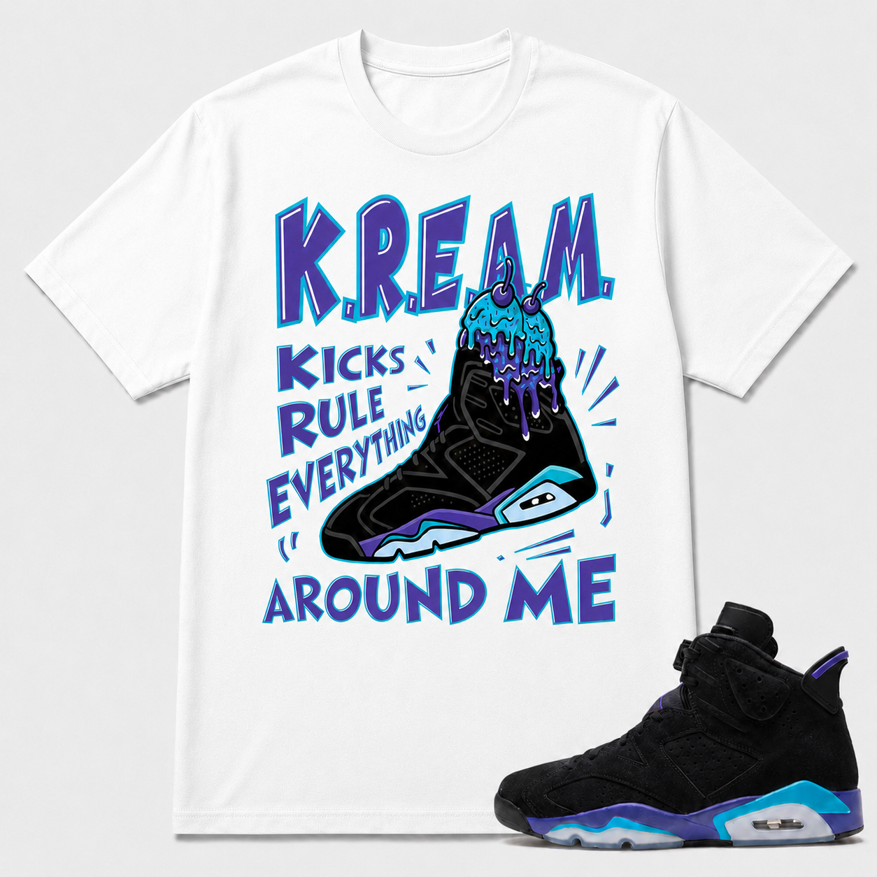 K.R.E.A.M. Shirt To Match AJ 6 "Aqua", AJ 6 Matching Shirt