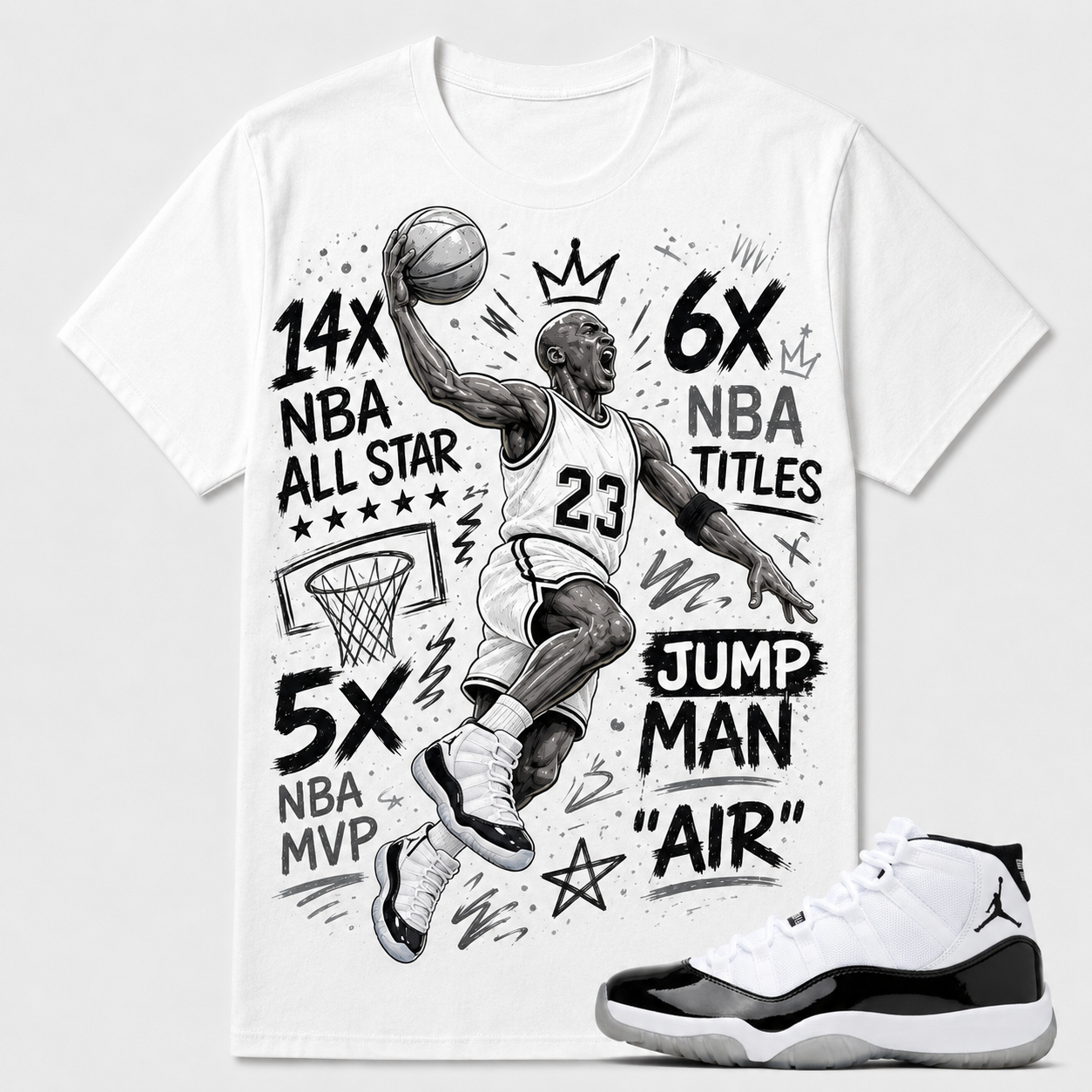 14X ALL STARS Shirt To Match AJ 11 Retro ‘Concord’, AJ 11 Matching Shirt
