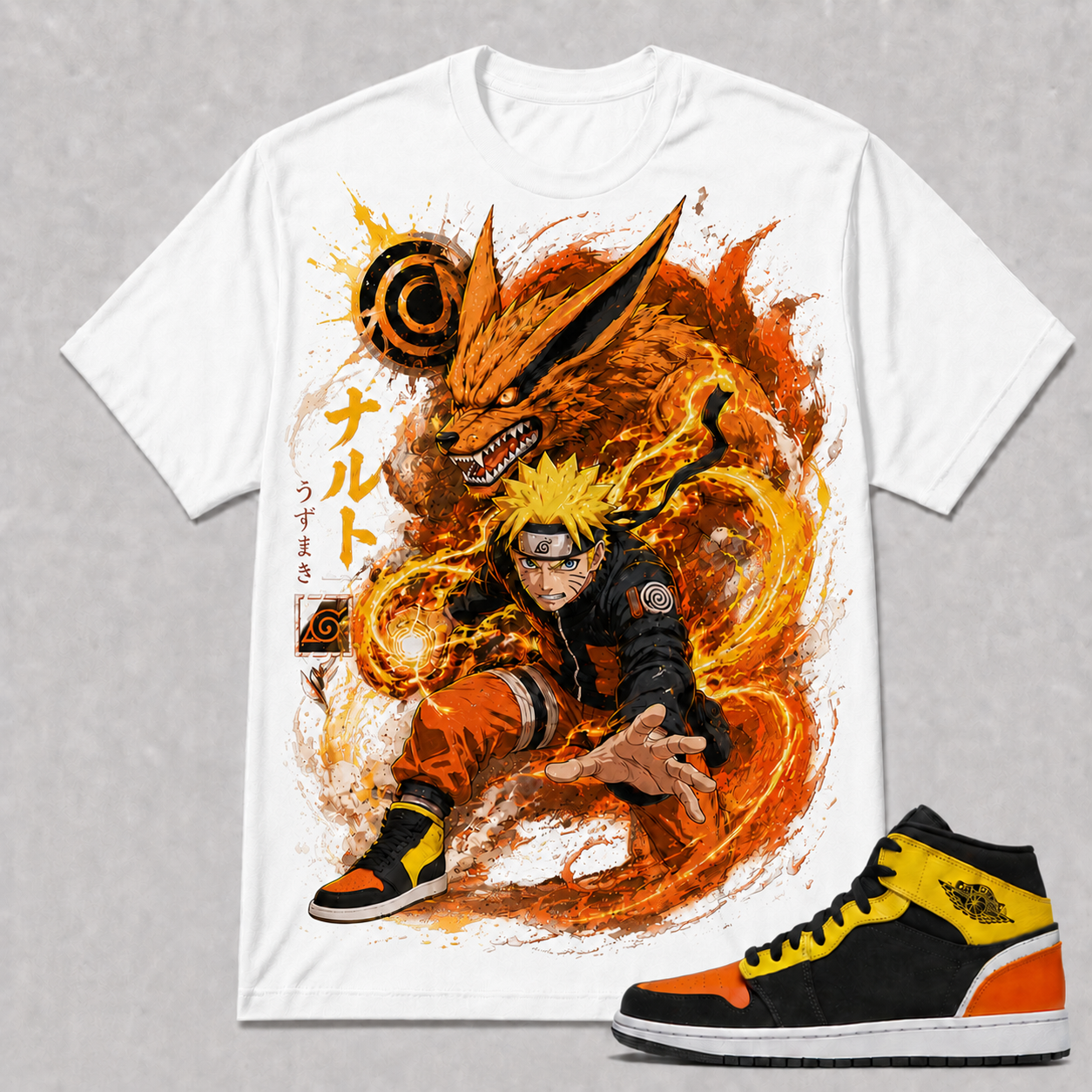 "Naruto" Shirt To Match AJ 1 Mid – Amarillo Orange, AJ 1 Matching Shirt