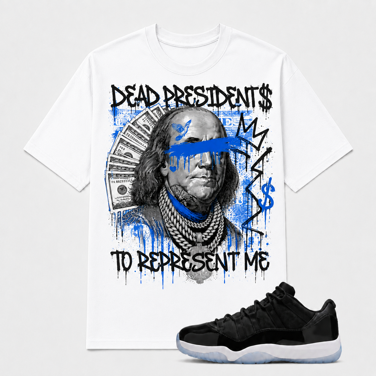 DEAD PRESIDENT Shirt To Match AJ 11 Low "Space Jam", AJ 11 Matching Shirt