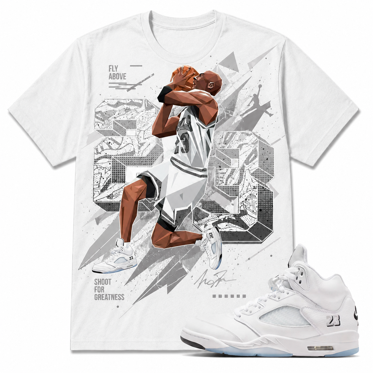 "23" Shirt To Match AJ 5 Metallic Silver, AJ 5 Matching Shirt