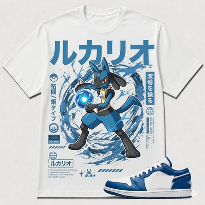 "LUCARIO" Shirt To Match AJ 1 Low 'Marina Blue, AJ 1 Matching Shirt