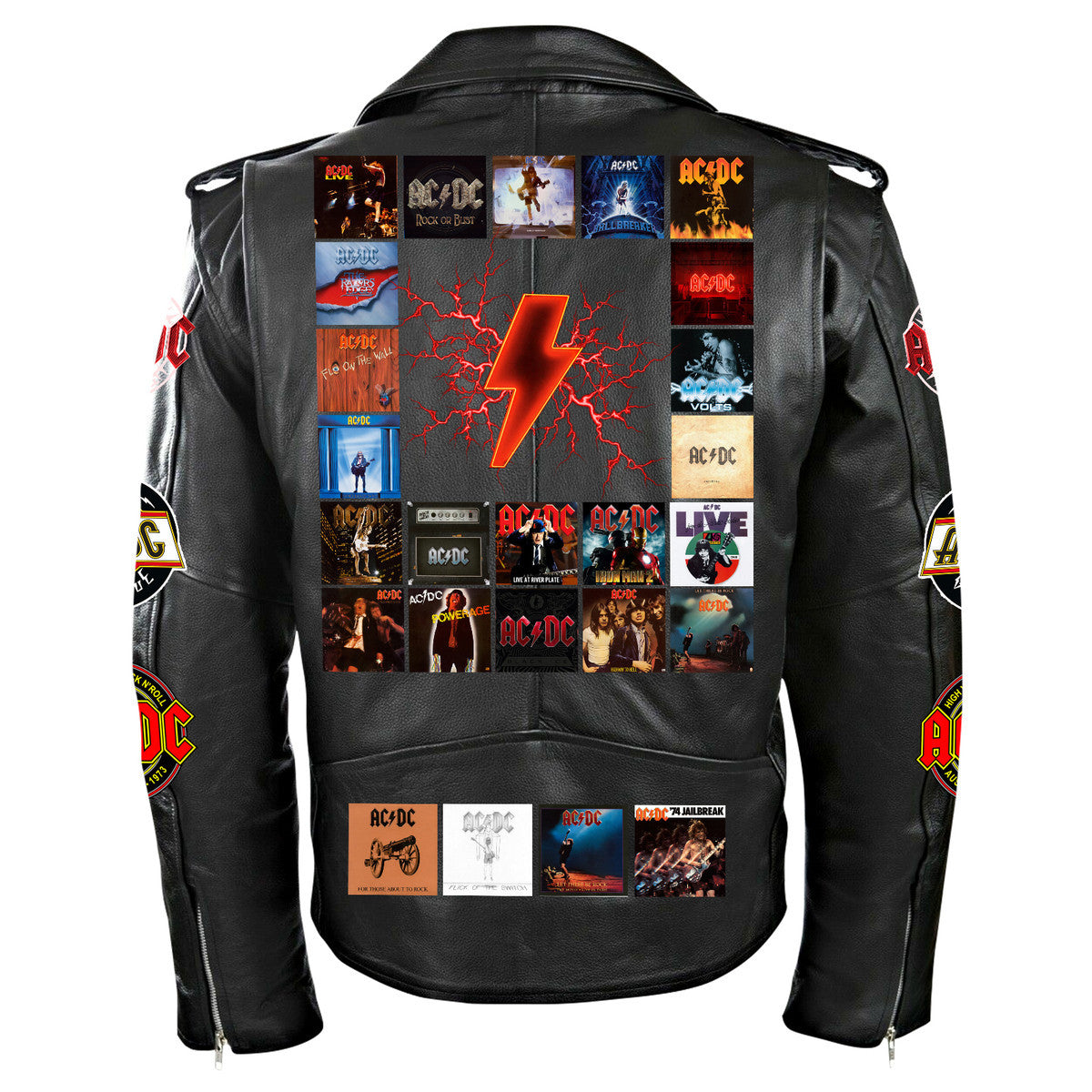 AC Power Up Tour Zipper Vintage Leather Jacket Q080503