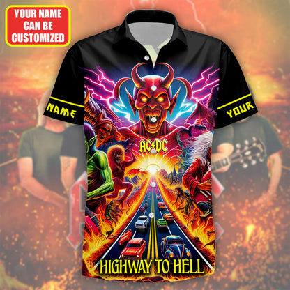 Personalized AC Highway To Hell V3 Tropical Hawaii Shirt Beach Short Q220410