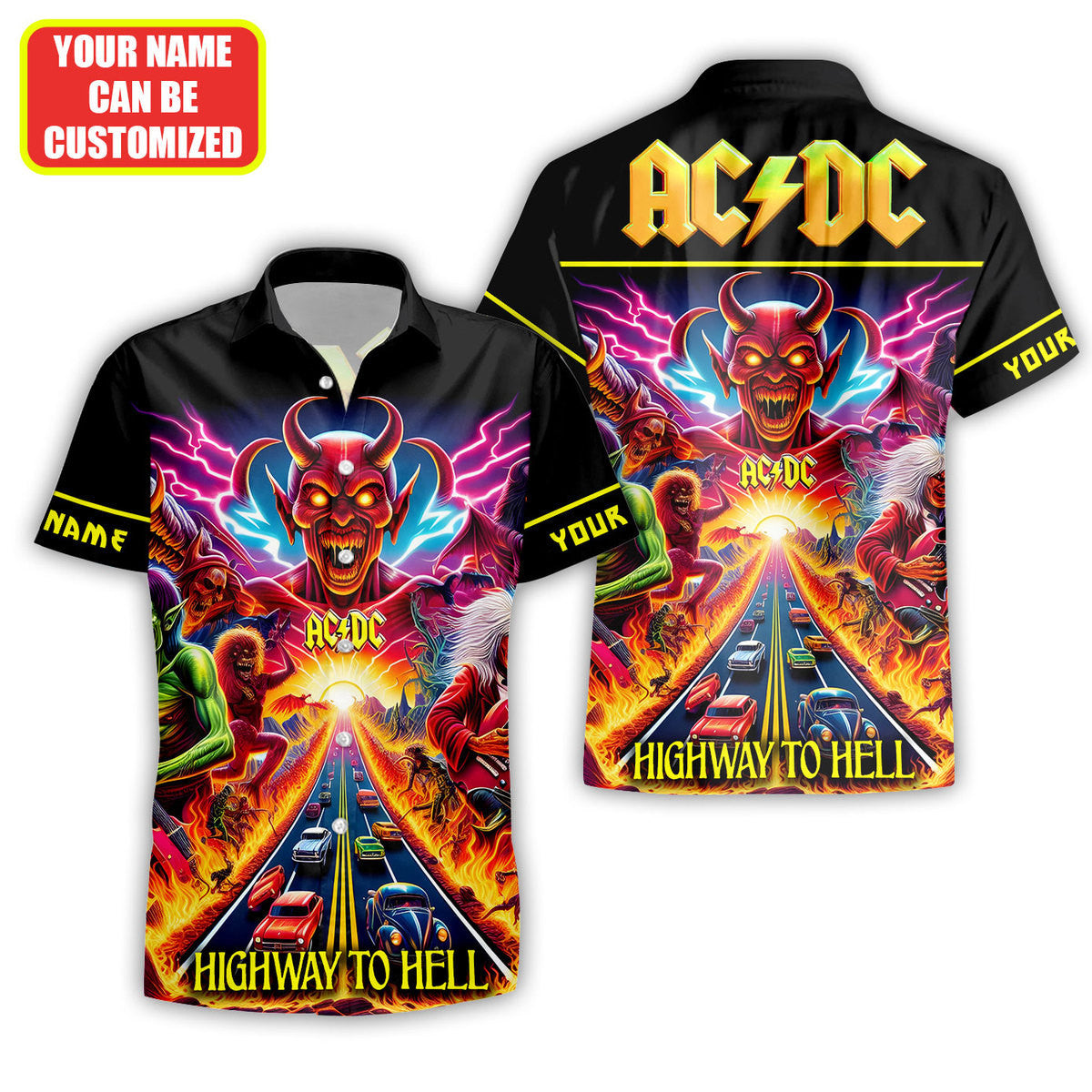 Personalized AC Highway To Hell V3 Tropical Hawaii Shirt Beach Short Q220410