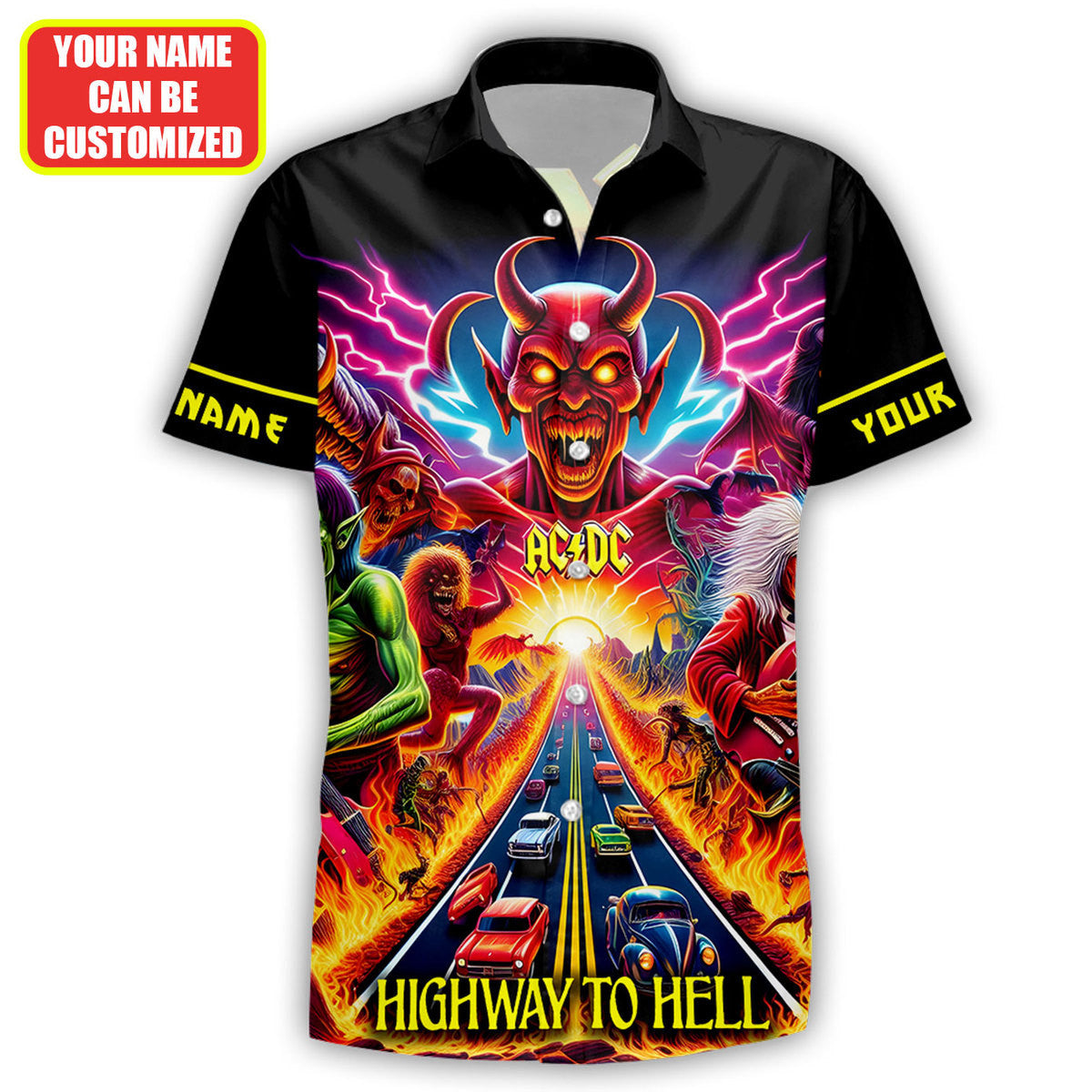Personalized AC Highway To Hell V3 Tropical Hawaii Shirt Beach Short Q220410