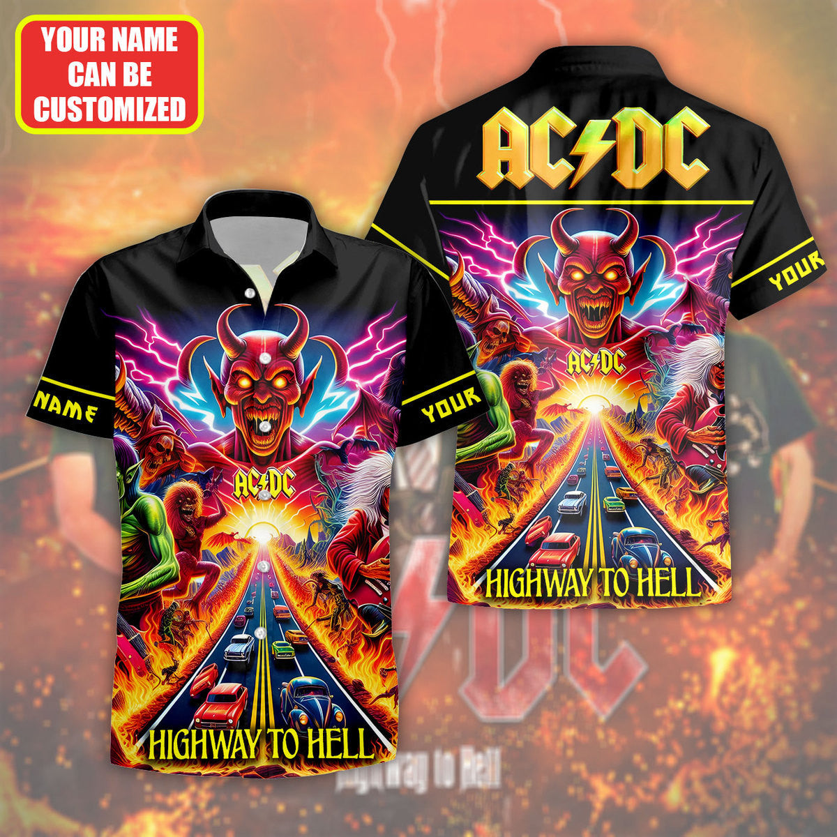 Personalized AC Highway To Hell V3 Tropical Hawaii Shirt Beach Short Q220410